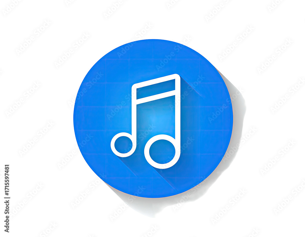 Blue circular music note icon with a white outline